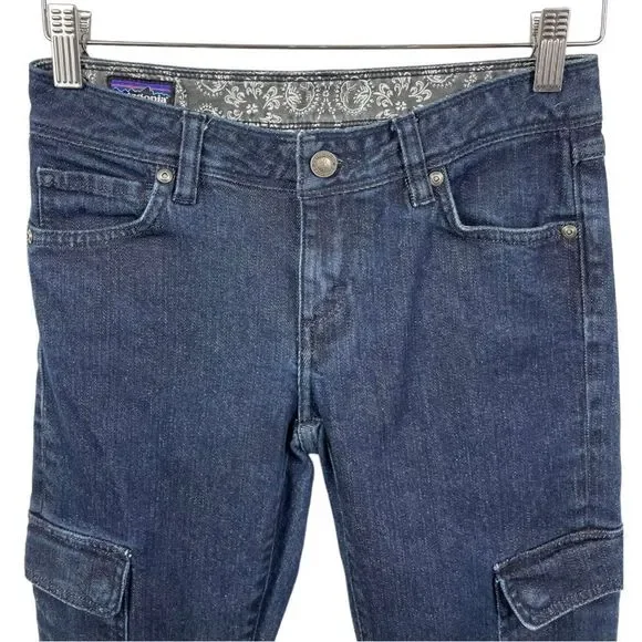 PATAGONIA Organic Cotton Stretch Slim Fit Midrise Indigo Cargo Jeans Size 25 - Picture 4 of 10
